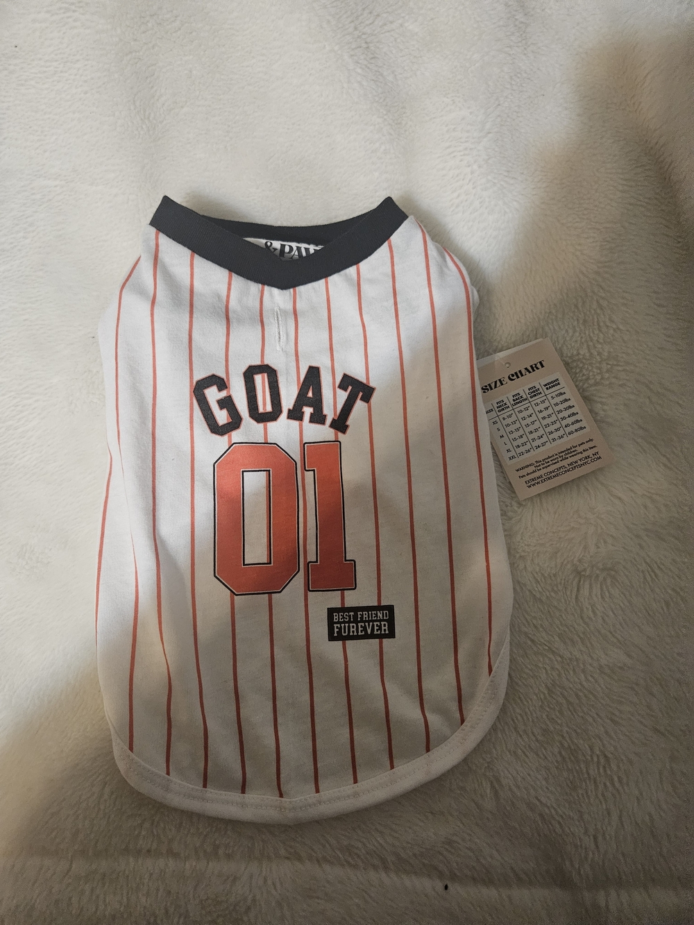 GOAT 01 White & Orange Striped Dog Jersey - Best Friend Furever
